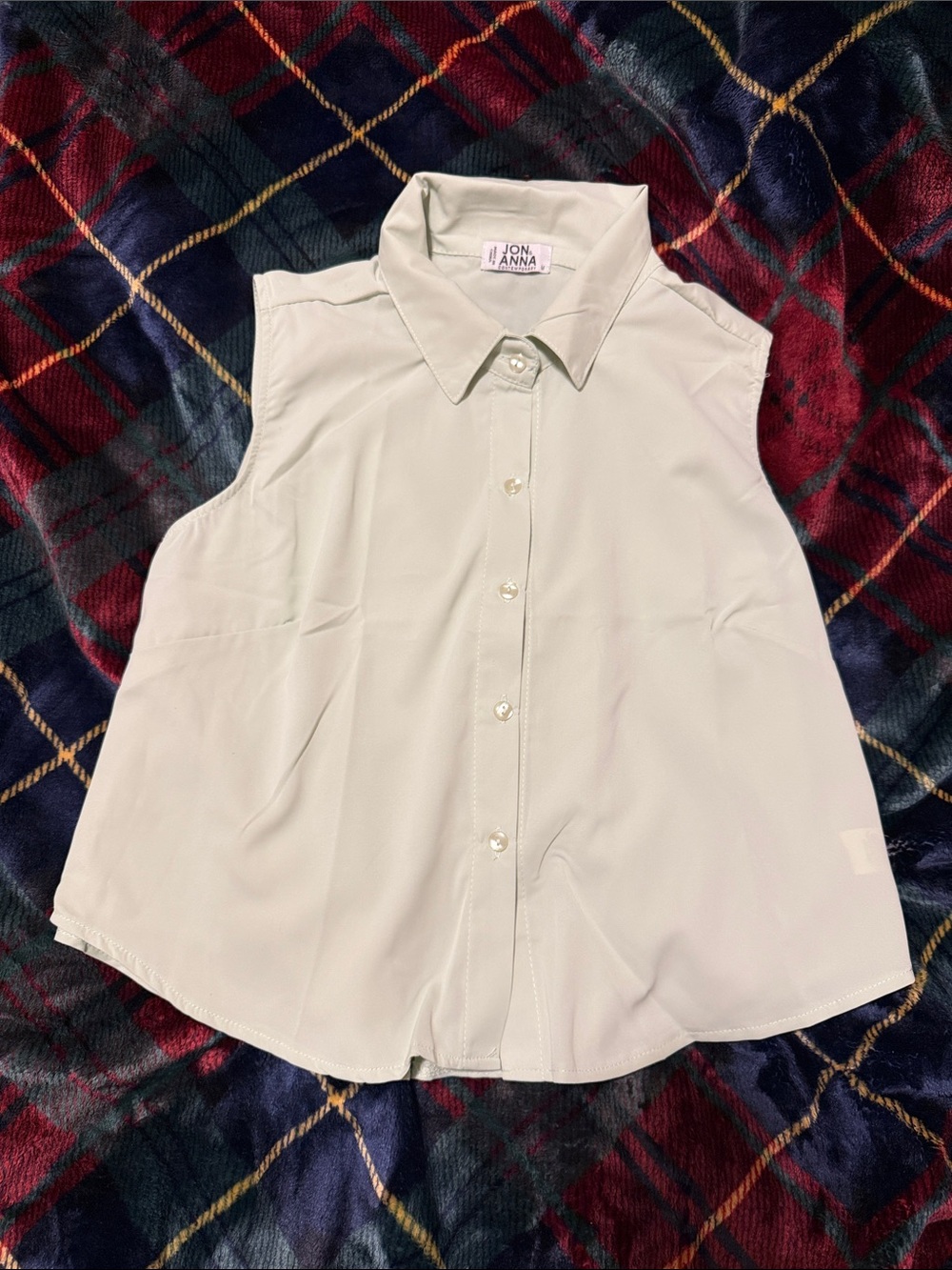 Light Green Sleeveless Button-Front Top